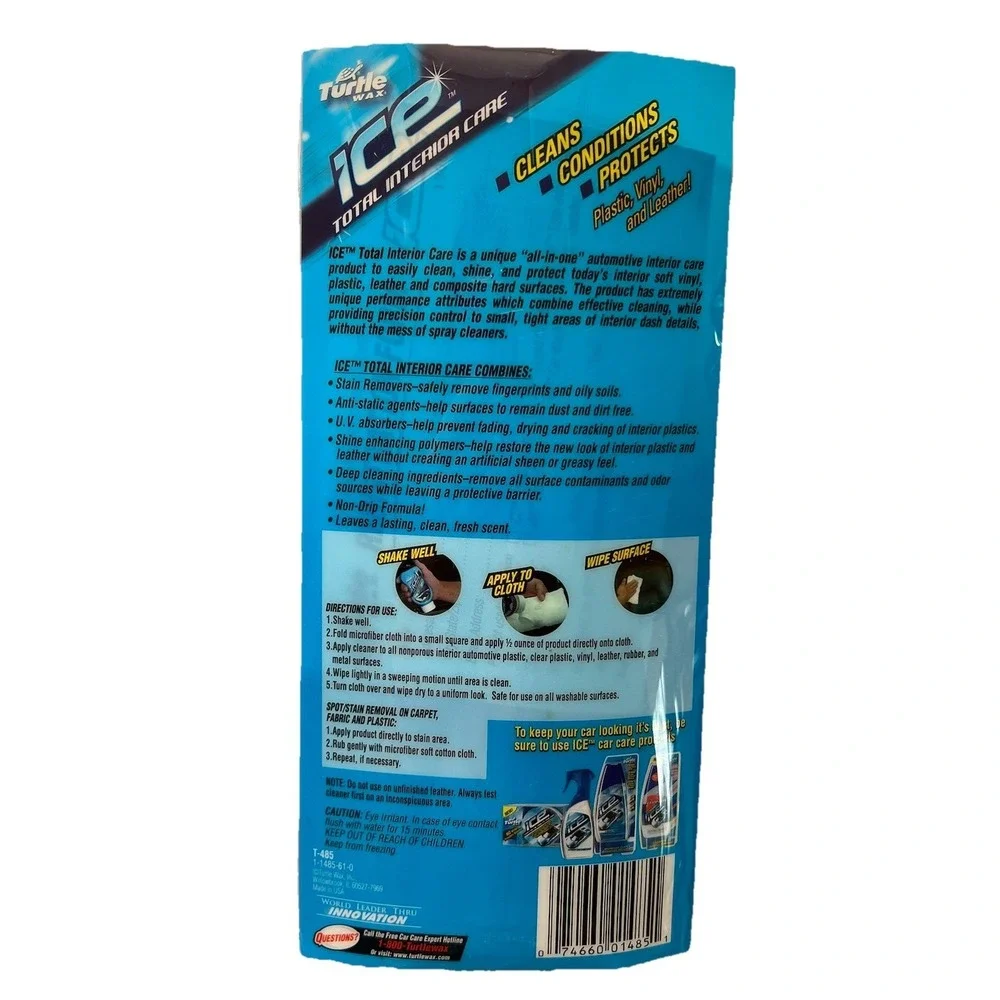 Turtle Wax Ice Interior Clean Condition Protect Missing Cloth Discontinued 11 Oz - Picture 2 of 2